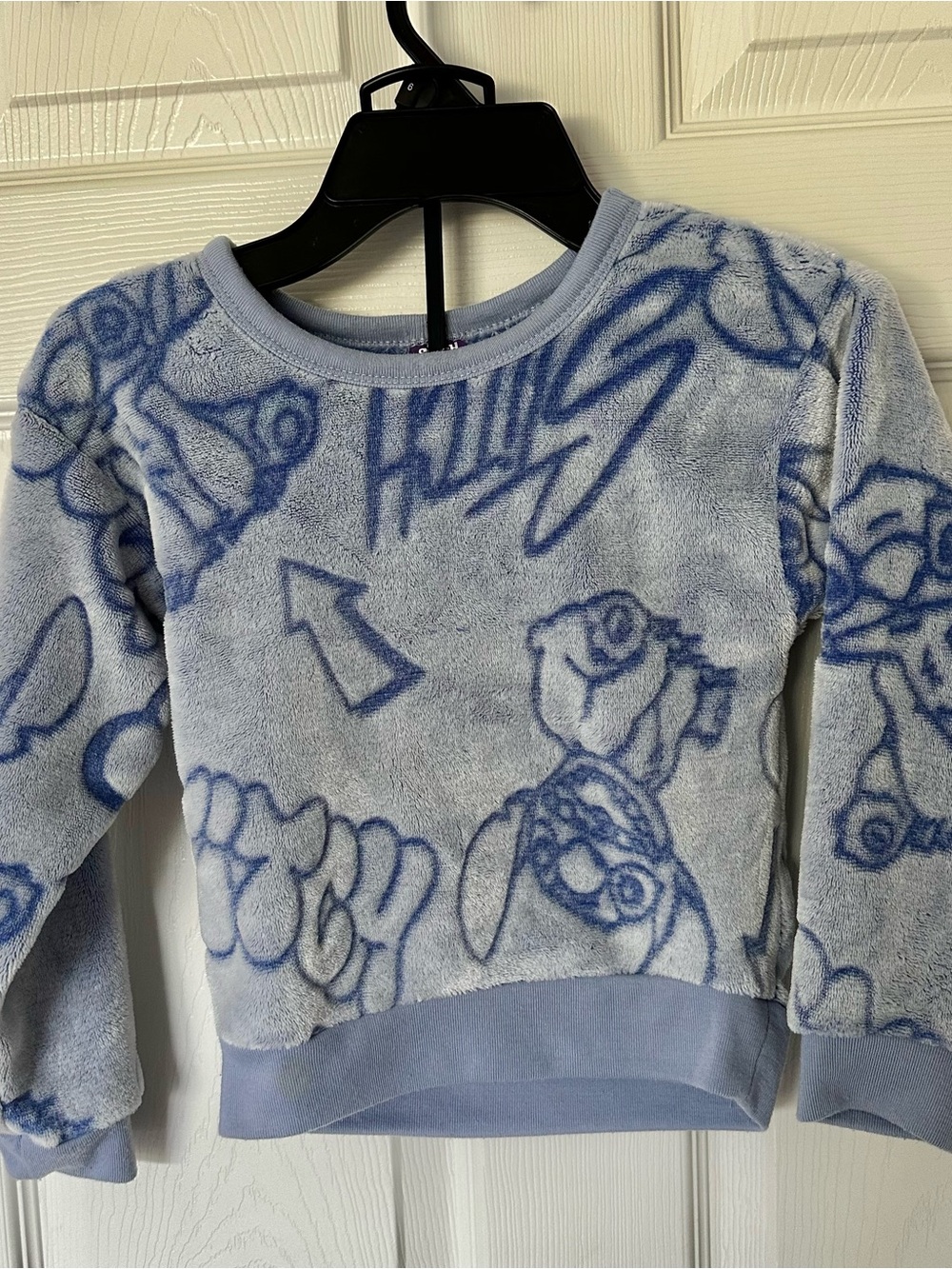 Disney STITCH Girls xs4-5 Blue Plush Sweatshirt Polyester Long Sleeve Knit